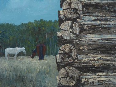 Two Horses Eating
